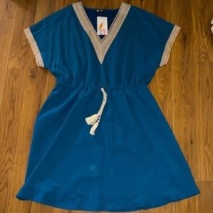 PrettyGarden Summer Short Sleeve V Neck Tie Front Flowy Dress